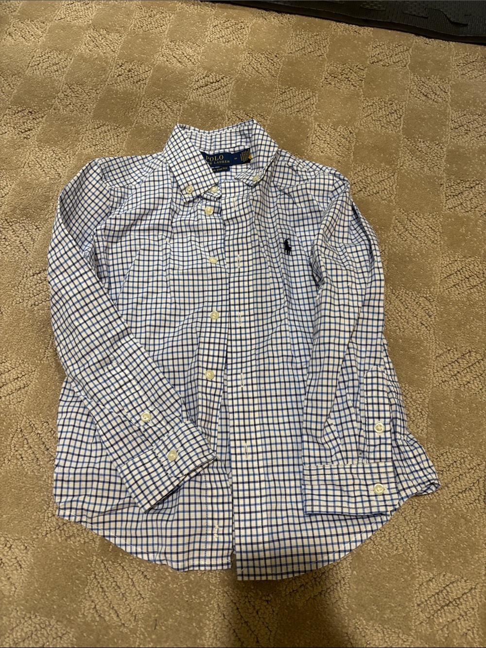 Polo by Ralph Lauren White and Blue Windowpane Button-Down Shirt